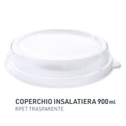 Coperchio insalatiera monouso biodegradabile e compostabile in RPET - 40pz.