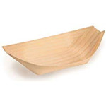 Smooth biodegradable small boat for finger food 11,5 cm. in Pine Wood - 100 pcs