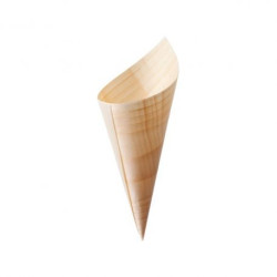 Smooth biodegradable cone for finger food 5/13 cm. in Pine Wood - 50 pcs