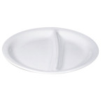 Disposable 2 compartments round plate Ø 23cm in cellulose pulp 15 gr. - 1000pz Disposable 2 compartments round plate Ø 23cm in cellulose pulp 15 gr. - 1000pz
