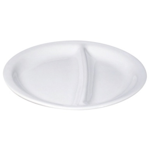 Disposable 2 compartments round plate Ø 23cm in cellulose pulp 15 gr. - 1000pz Disposable 2 compartments round plate Ø 23cm in cellulose pulp 15 gr. - 1000pz