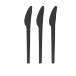 Disposable biocomposable black knife reinforced with CPLA 16.5 cm 90 ° - 1000pcs