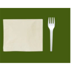 Set fork 16.5 + napkin 2 sheets 33x33 in CPLA and PAPER - 200pcs