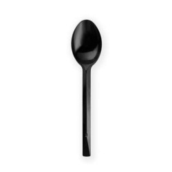 Disposable biocomposable black spoon reinforced with CPLA 16.5 cm 90 ° - 1000pcs