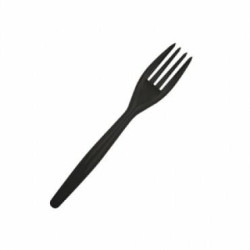 Disposable biocomposable black fork reinforced with CPLA 16.5 cm 90 ° - 1000pcs