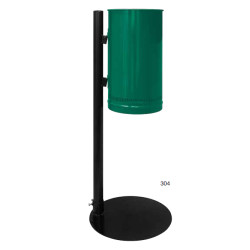 Round paperbasket with upright and bedplate for the outside