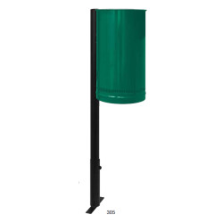 Round paperbasket with upright for the outside