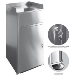 RECTANGULAR FAST-FOOD RUBBISH BIN WITH MOVING OPENING, INFERIOR DOOR WITH KEY CLOSING