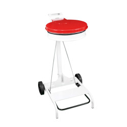 Portasacco mobile con coperchio e pedale in acciaio verniciato Bianco/Rosso - CONTIMOBILE - MEDIAL INTERNATIONAL