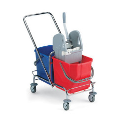 TTS Professional Cleaning Double Roll Chrome Trolley