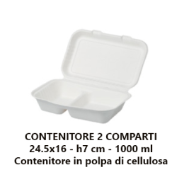 25 Box take away rettangolari a 2 comparti  in Polpa cellulosa 1000 mL
