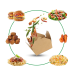 50 Vaschette box take away 1000 ml asporto per fritti carta kraft biodegradabili e compostabili