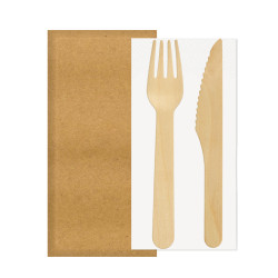 Bis Ecowood disposable cutlery + napkin