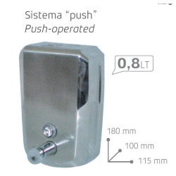 DiSTRIBUTORE SAPONE PUSH A MURO IN ACCIAIO INOX Medial Brinox DA 0,8 LT. 