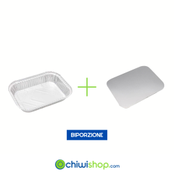 Aluminum container with recyclable lid - 100 QTY Two Portions Resistant