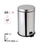 Pattumiera A Pedale cestino gettacarte in acciaio inox brillante 20 litri