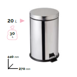 Pattumiera A Pedale cestino gettacarte in acciaio inox brillante 20 litri