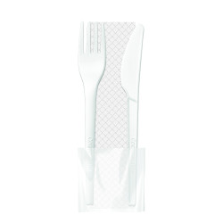Set bis cutlery 16.5 + napkin 2 sheets 33x33 in CPLA and PAPER - 200pcs