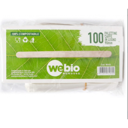 100 DISPOSABLE wooden coffee stirrers individually wrapped compostable stirrers - 11 cm